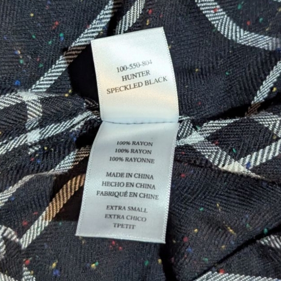 New Rails Hunter Plaid Rainbow Speckled Black White Flannel Button Up Shirt XS - Picture 7 of 10